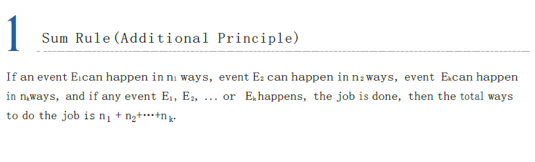 AMC 8 Counting and Probability formula for Sum Rule, showing addition principle in counting methods.