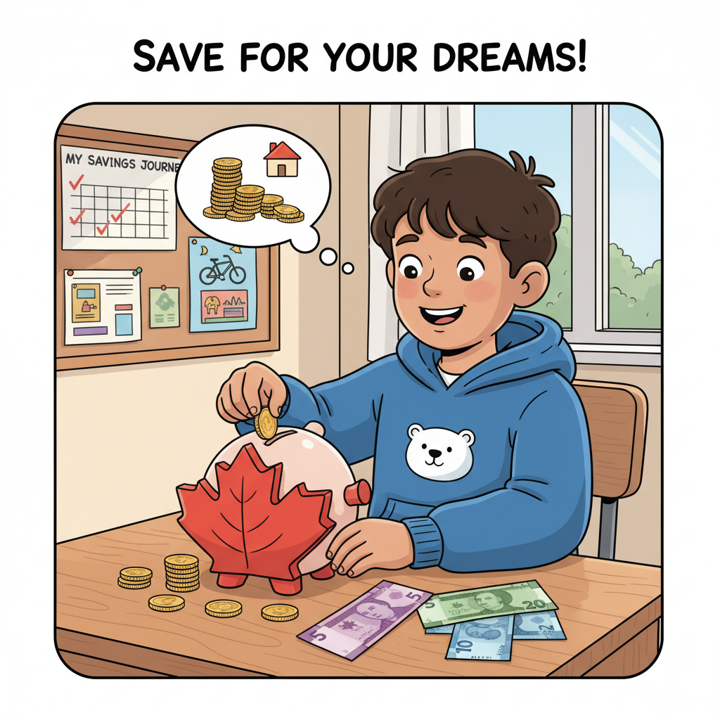 Child learning about saving, Canadian financial literacy requirements